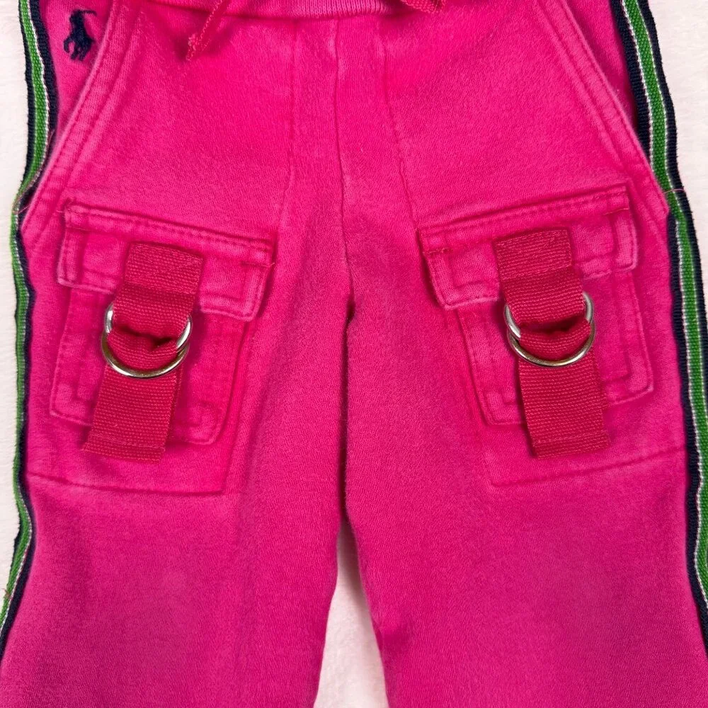 Y2K Ralph Lauren Pink Cargo‎ Sweat Pants 12M Girl Streetwear